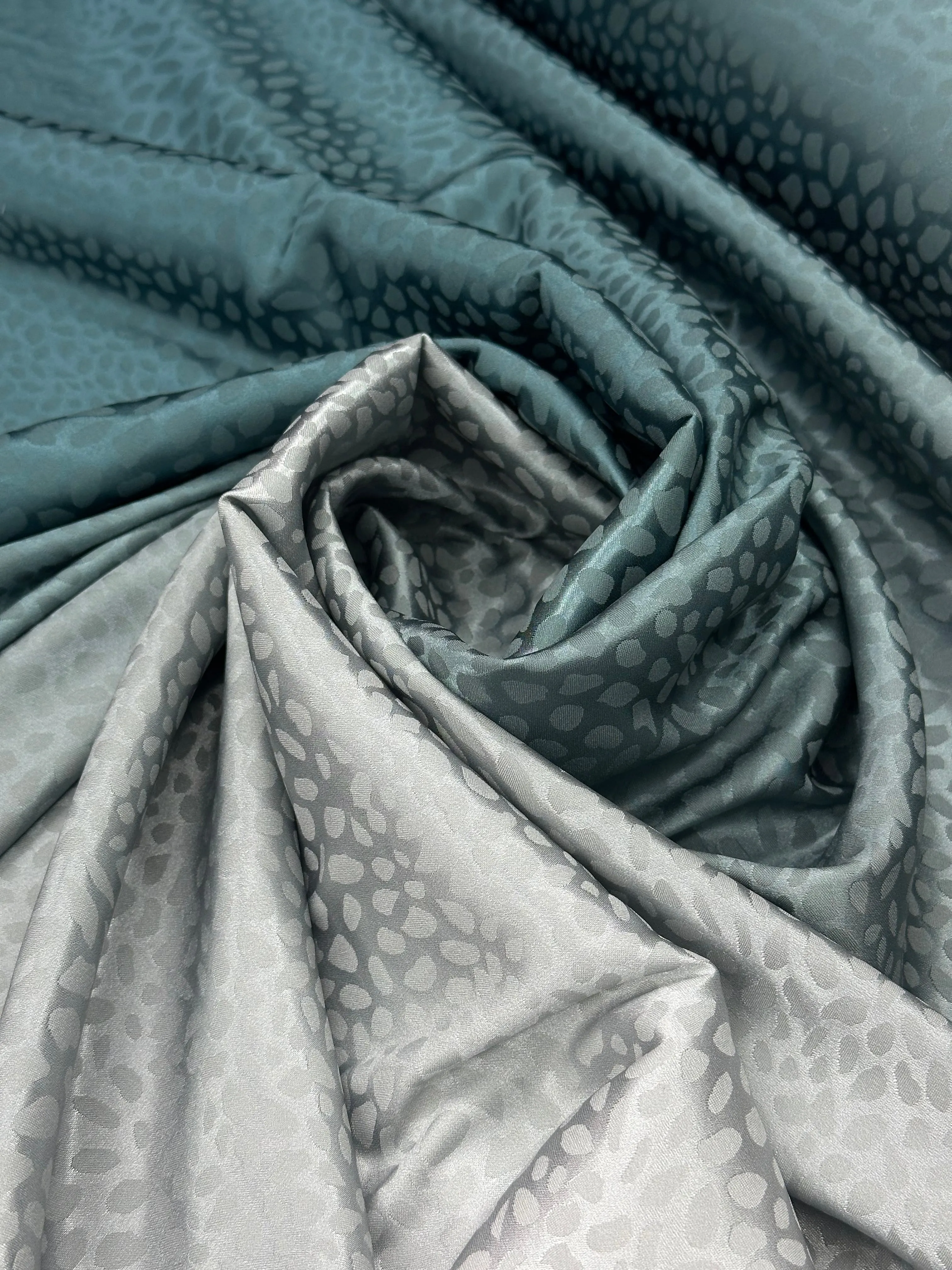 Satin Embossed Ombré - Deep Teal & Silver