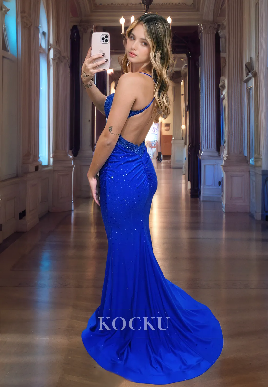 Sexy & Hot Spaghetti Straps Backless Mermaid Evening Party Prom Dress