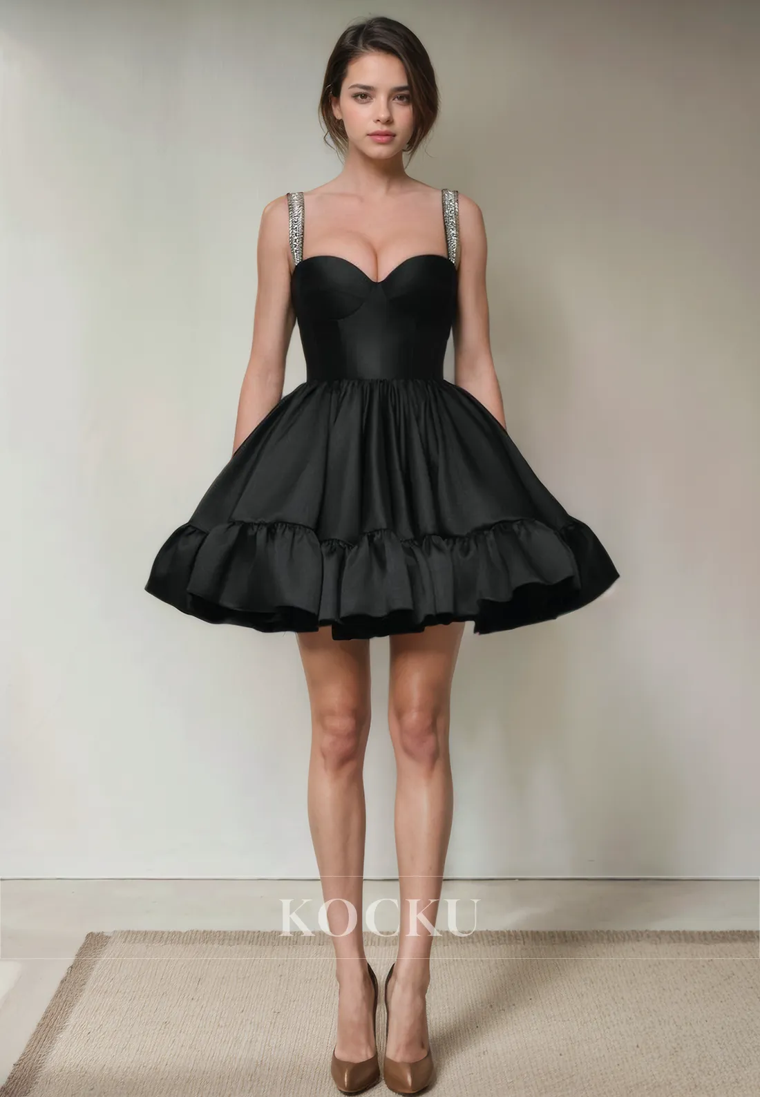 Sexy & Morden Spaghetti Straps A-Line Satin Party Homecoming Dress