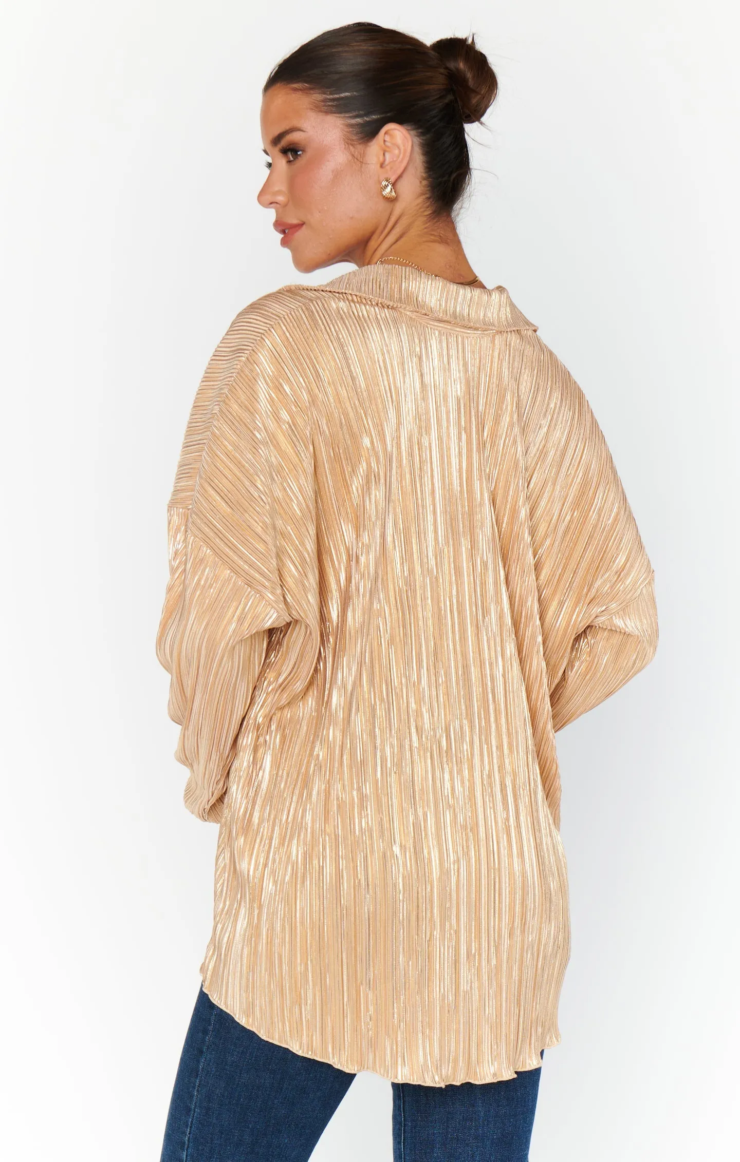 Show Me Your Mumu Everywhere Top in Gold Pleat