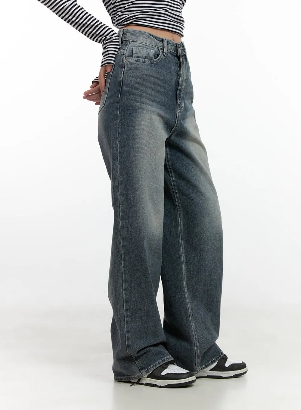 Skylar Washed Comfort Wide Leg Jeans CN412