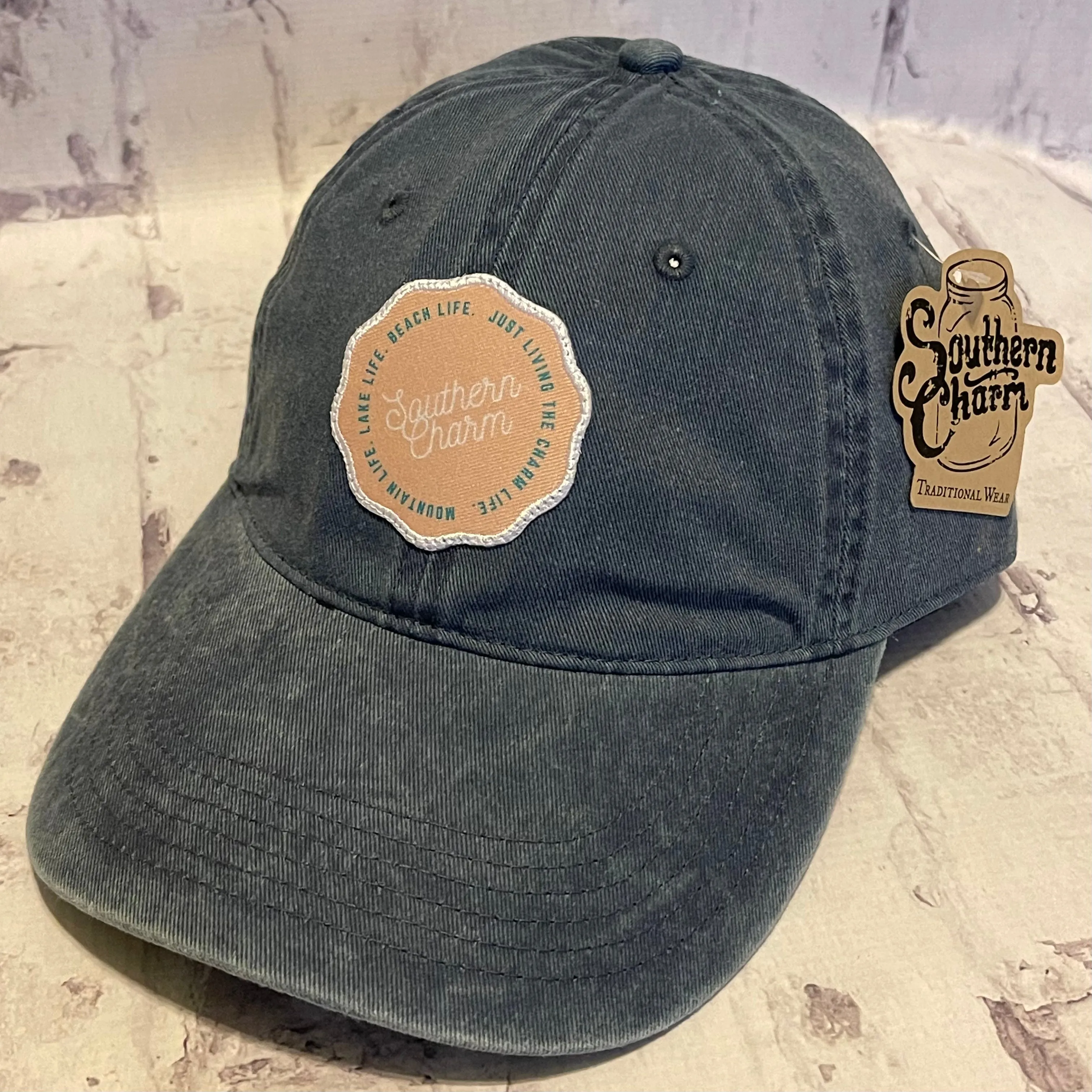 Southern Charm "Mtn Lake Beach" Hat - Denim Blue with Woven Patch