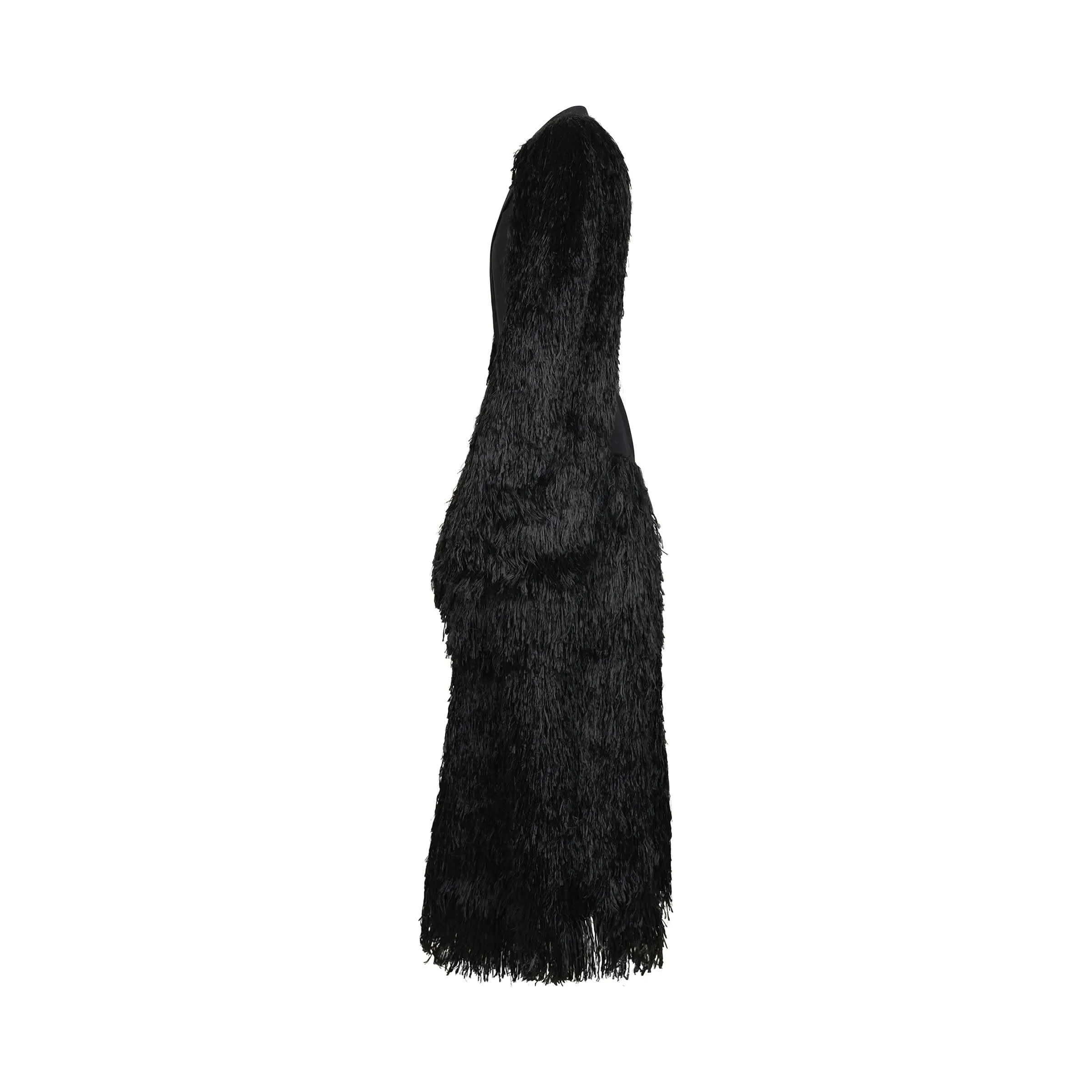 Tailored Feather Coat in Black