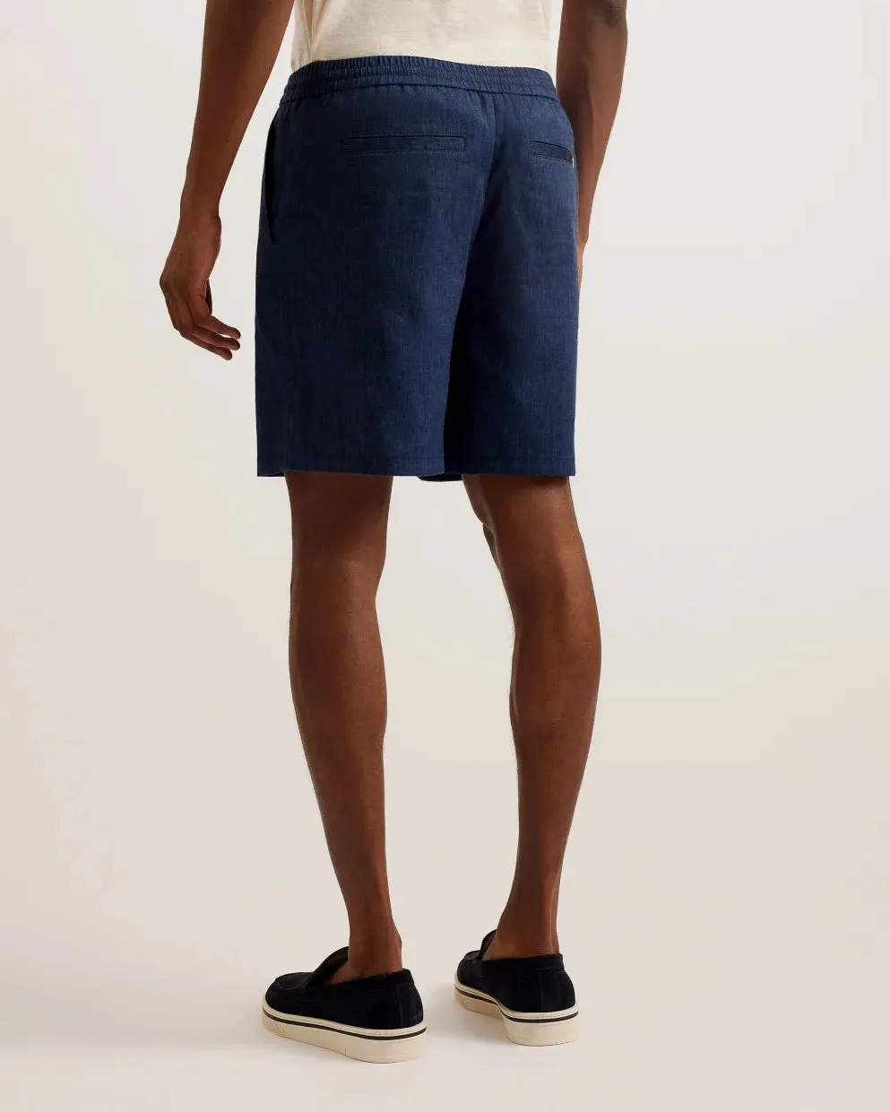 Ted Baker Brixtun Linen Blend Elasticated Shorts | Navy