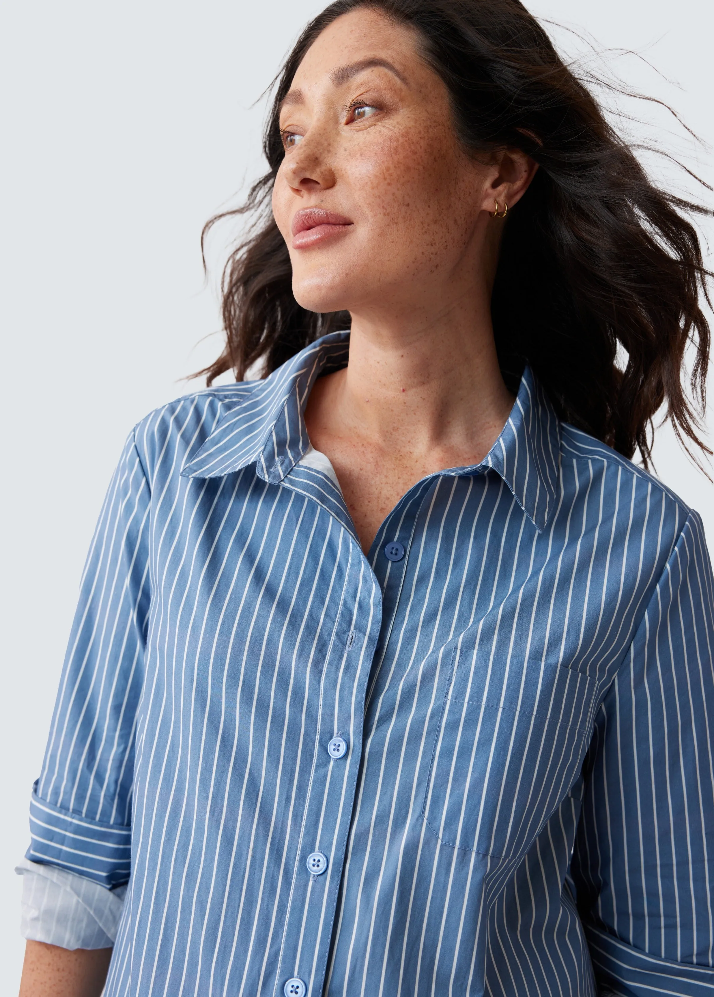 The Dad Maternity Poplin Shirt Dress