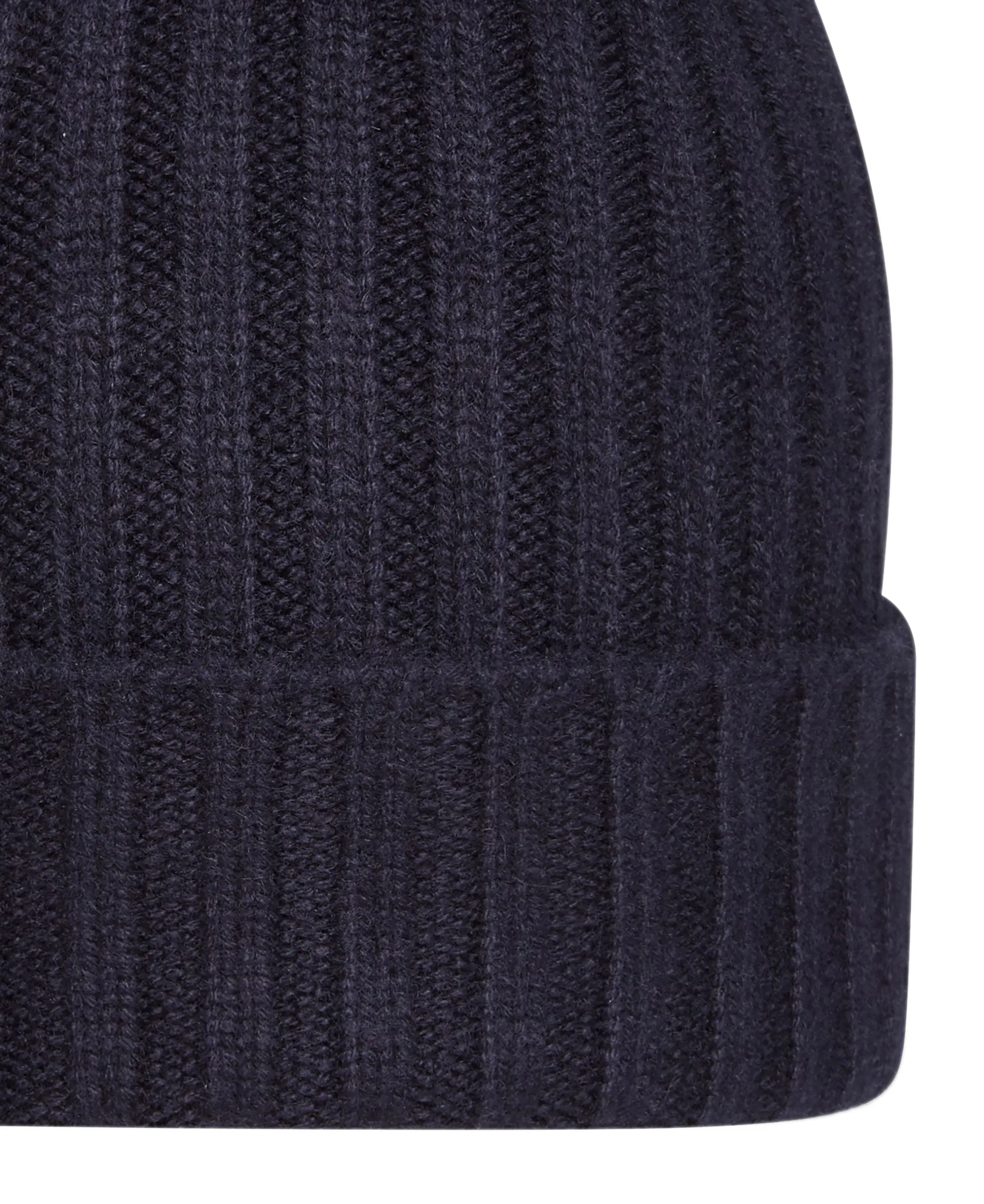 Unisex Chunky Ribbed Cashmere Hat Navy Blue