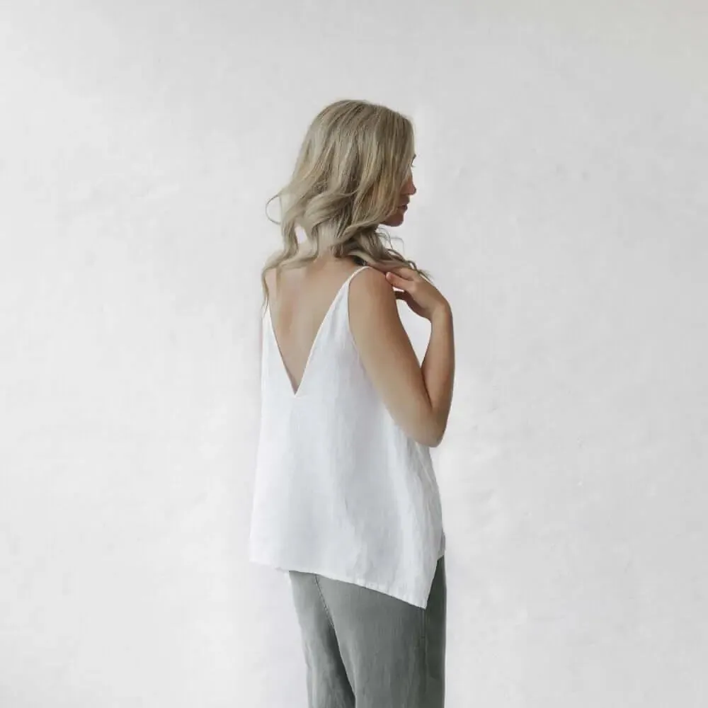 White Nanami Linen Tops by Seaside Tones