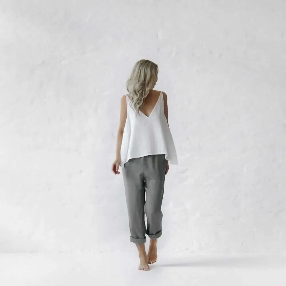 White Nanami Linen Tops by Seaside Tones