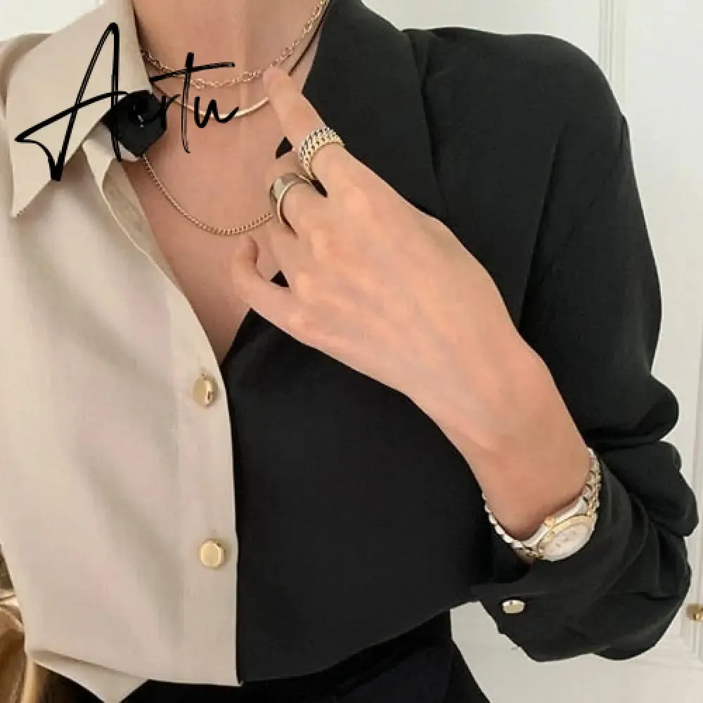 Women Blouse Chemise Femme Office Lady Button Up Turn Down Collar Shirts Women Plus Size Ladies Patchwork Blouses Femme