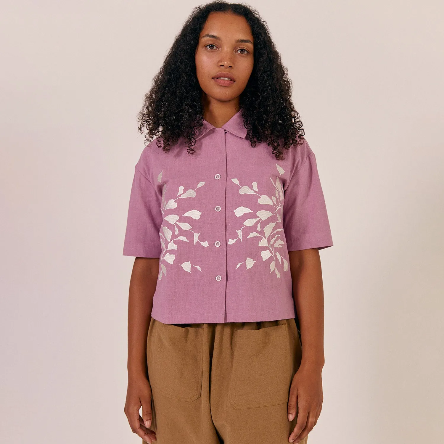 Womens Linen/Cotton Odette Shirt - Lilac